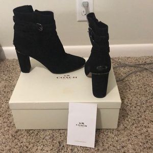 Coach Tigra Black Suede Boots